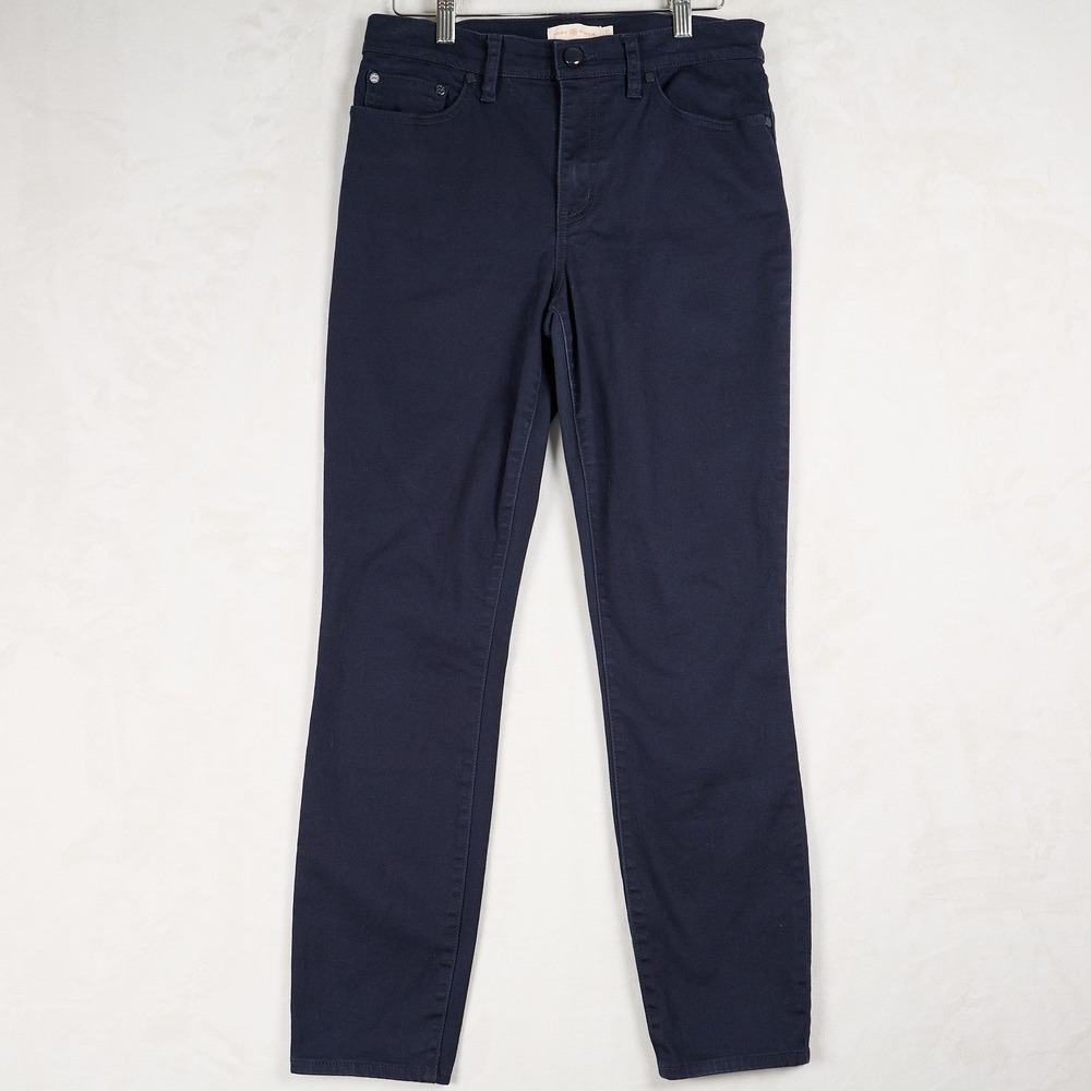 Tory Burch Navy Blue Skinny Jeans Mid Rise Stretch Denim Pants 27 90001209 - Picture 1 of 12